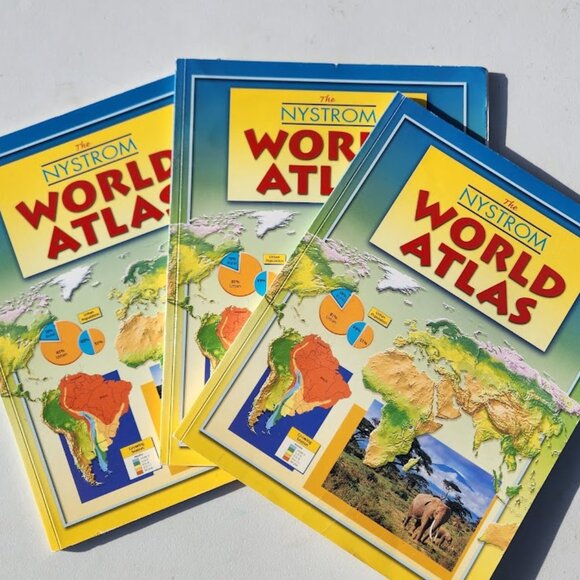 3x Nystrom World Atlas Bundle Maps Books Book Globe Map Social Studies 3 Books S - Picture 1 of 11